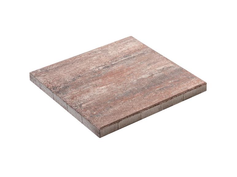 Quadratische rotbraune Betonpflasterplatte mit grauen Farbtönen