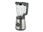 Edelstahl-Standmixer mit Glaskrug und schwarzem Deckel