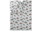 Bettwäsche-Set mit Häuser- und Tannenbaum-Muster.