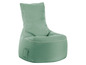 Ein grüner Beanbag-Sessel mit weißem Rand.