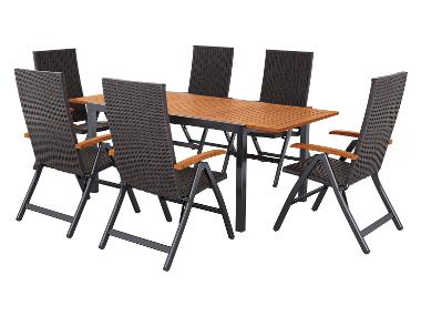LIVARNO® Geflecht-Set »Valencia«, 7-teilig - Ausziehtisch & 6 Klappsessel
