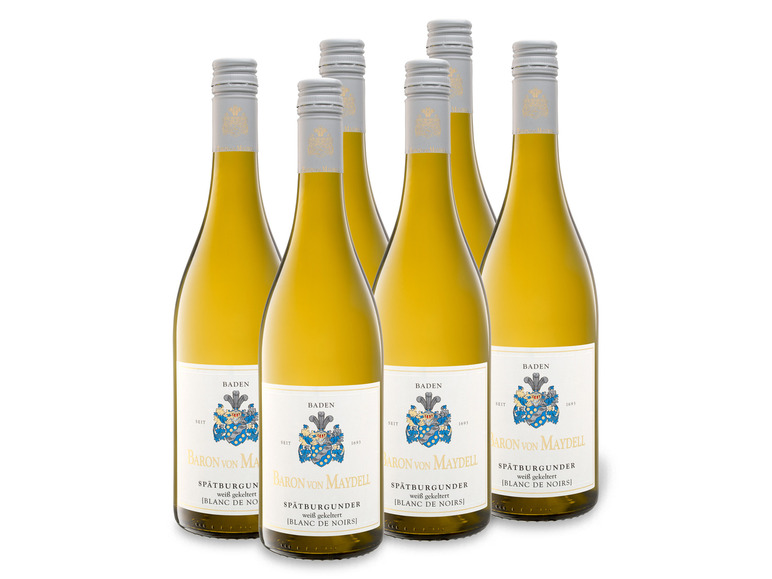 6 x 0,75-l-Flasche Weinpaket Baron von Maydell Spätburgunder Blanc de Noirs QbA trocken, Weißwein