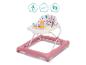 Rosa Baby-Lauflernhilfe mit Spielzeug und Waldmotiv-Sitz, geeignet ab 6 Monaten.