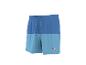 Zweifarbige blaue Badeshorts mit Kordelzug und Logo am Bein.