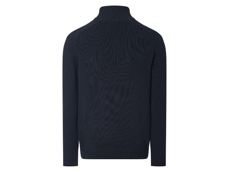 Dunkelblauer Herren-Rollkragenpullover, Rückansicht.