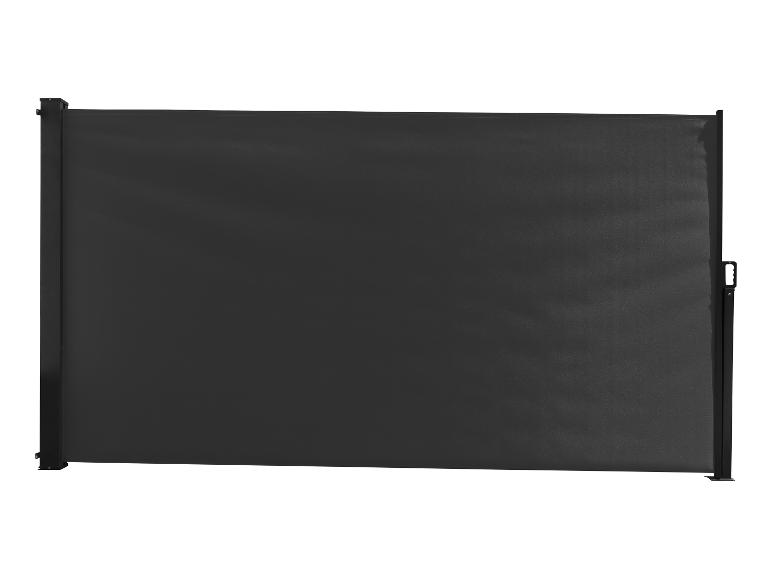 Schwarze ausziehbare Seitenmarkise für Privatsphäre und Windschutz