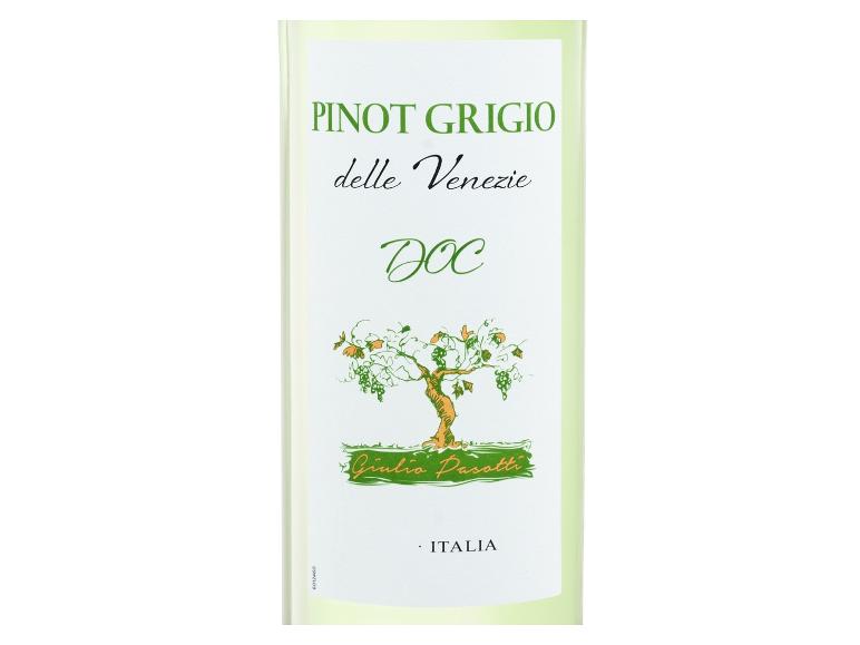 Pinot Grigio delle Venezie DOC Weinetikett mit Weinreben-Illustration