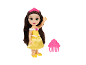 Prinzessinnenpuppe im gelben Kleid mit rosa Tiara, dazu ein rosa Kamm.