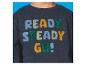 Kinder-Sweatshirt in Marineblau mit „READY STEADY GO!“ in bunten, texturierten Buchstaben
