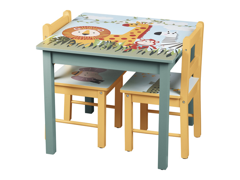 Gehe zu Vollbildansicht: LIVARNO home Kindertisch mit 2 Stühlen, mit Safari-Motiven - Bild 5