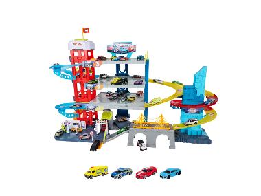MAJORETTE Double Track Garage, inkl. 4 Fahrzeuge