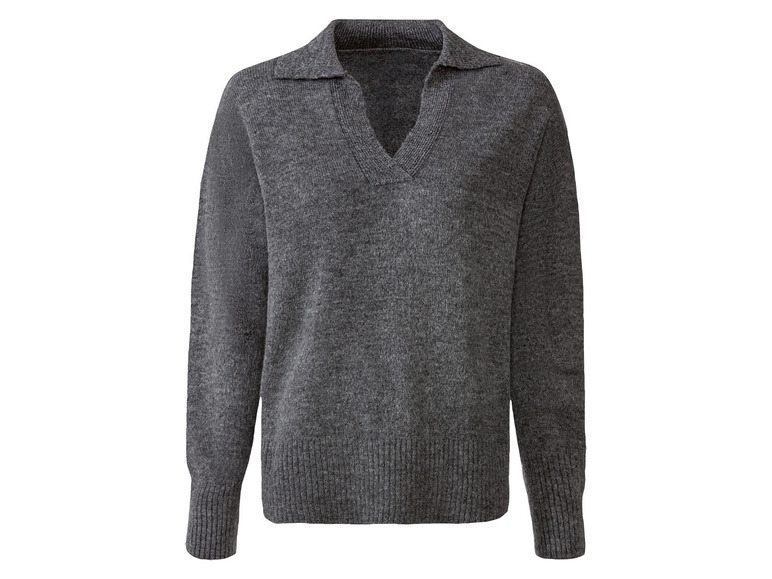Grauer Pullover mit V-Ausschnitt
