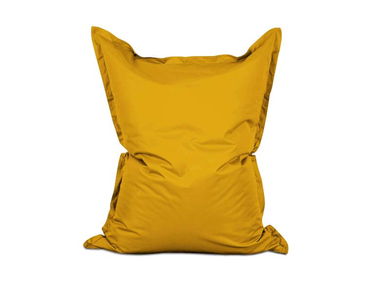 Ein gelber, weicher Sitzsack.