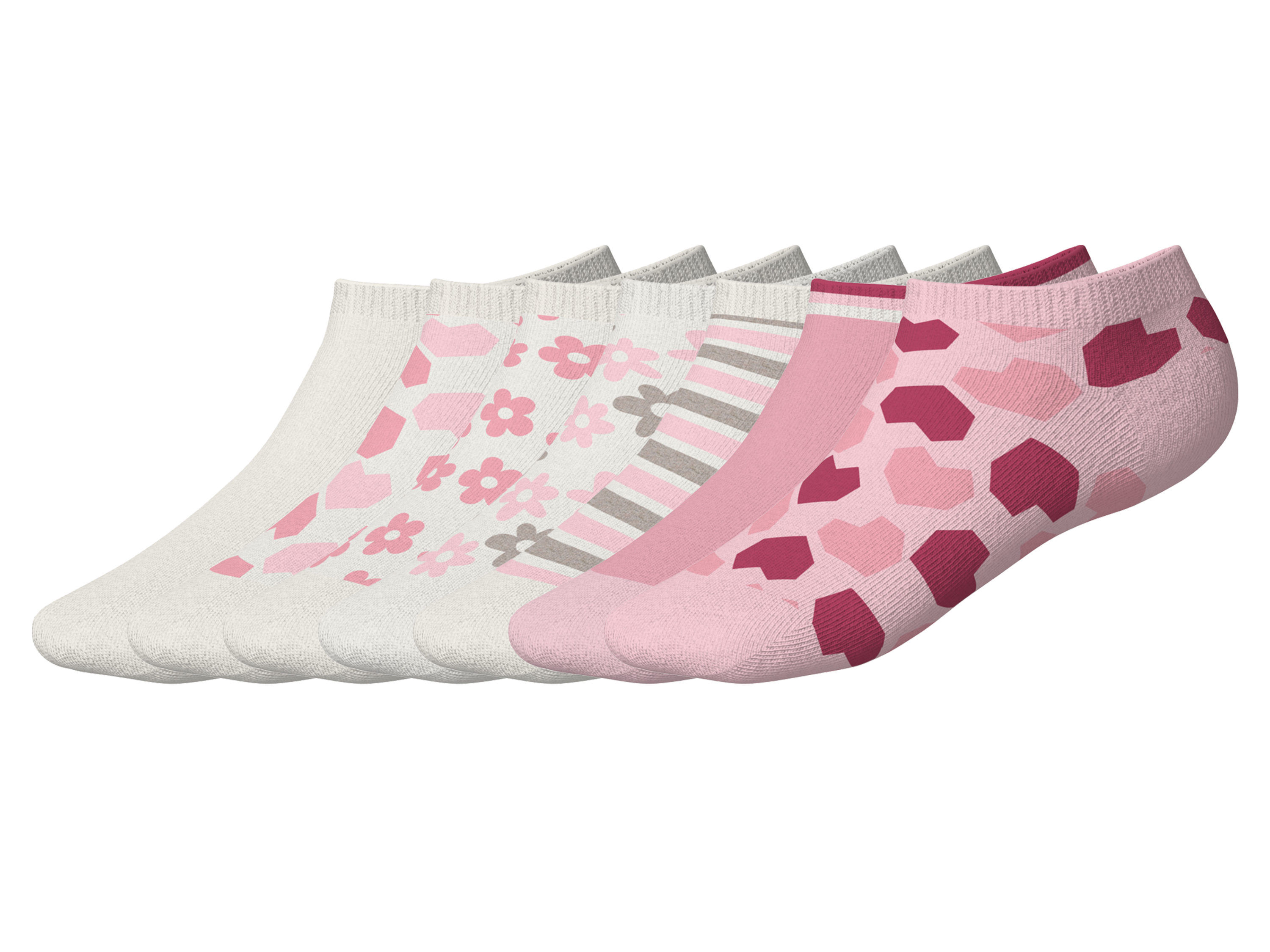 LUPILU® Kinder Sneakersocken, 7 Paar (rosa/weiß, 19-22)