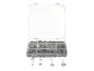 Transparente Aufbewahrungsbox mit PARKSIDE Metallunterlegscheiben-Sortiment.
