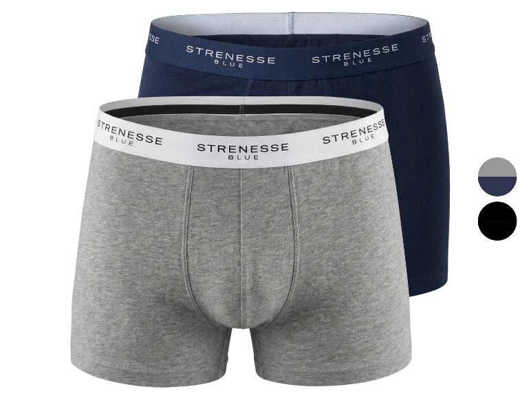 Herren-Boxershorts im Doppelpack in Grau und Dunkelblau mit weißem Bund
