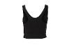 Schwarzes ärmelloses Sporttop mit Rückenausschnitt.
