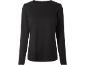 Schwarzes Langarmshirt mit Rundhalsausschnitt.