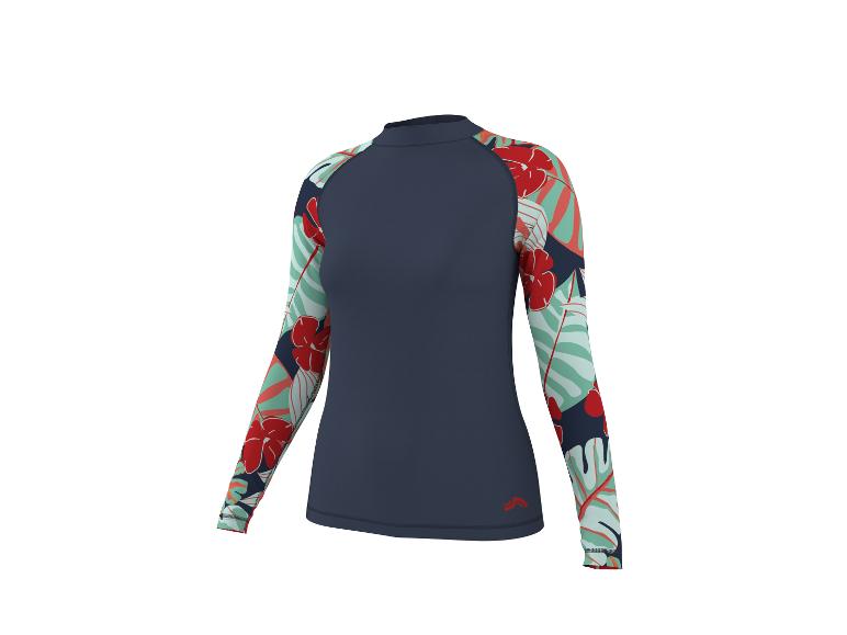 Langarmshirt mit tropischem Blumenmuster an den Ärmeln.
