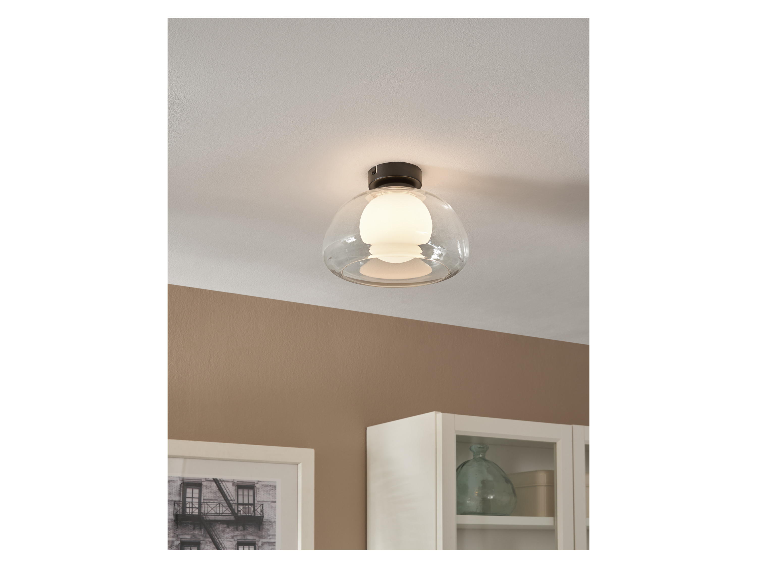 LIVARNO HOME LED-Wand- und Deckenleuchte, Lampenschirm aus hochwertigem Glas (Transparent) – Bild 2 von 4