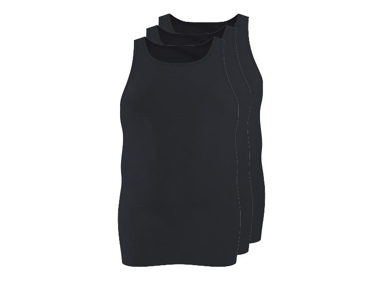 Drei schwarze Tanktops im Paket.