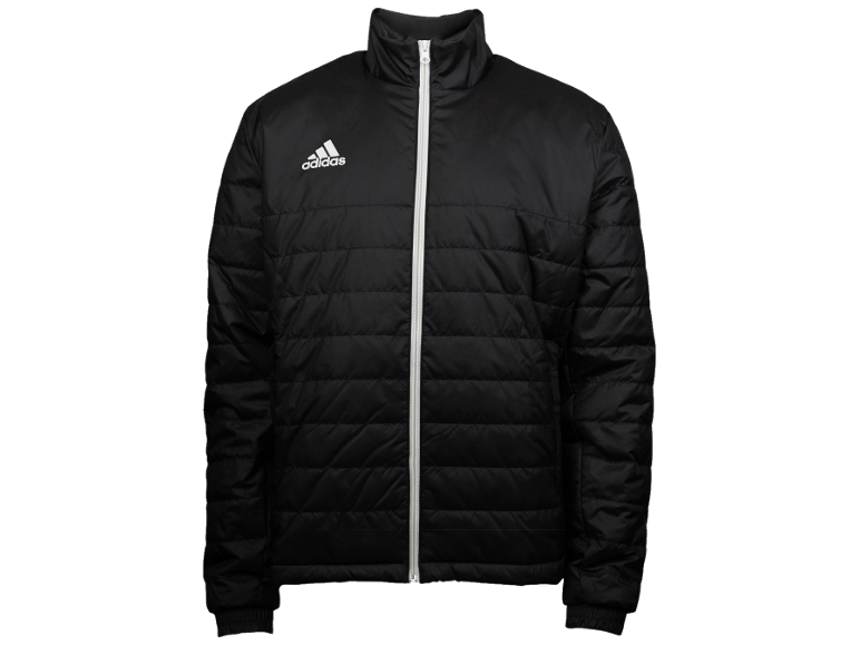 Schwarze Steppjacke mit Reißverschluss und Stehkragen