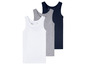 Drei weiße, graue und dunkelblaue Basic Tanktops der Marke 's-Oliver.