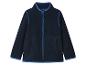 Dunkelblaue Kinder-Fleecejacke mit Reißverschluss und blauen Details.