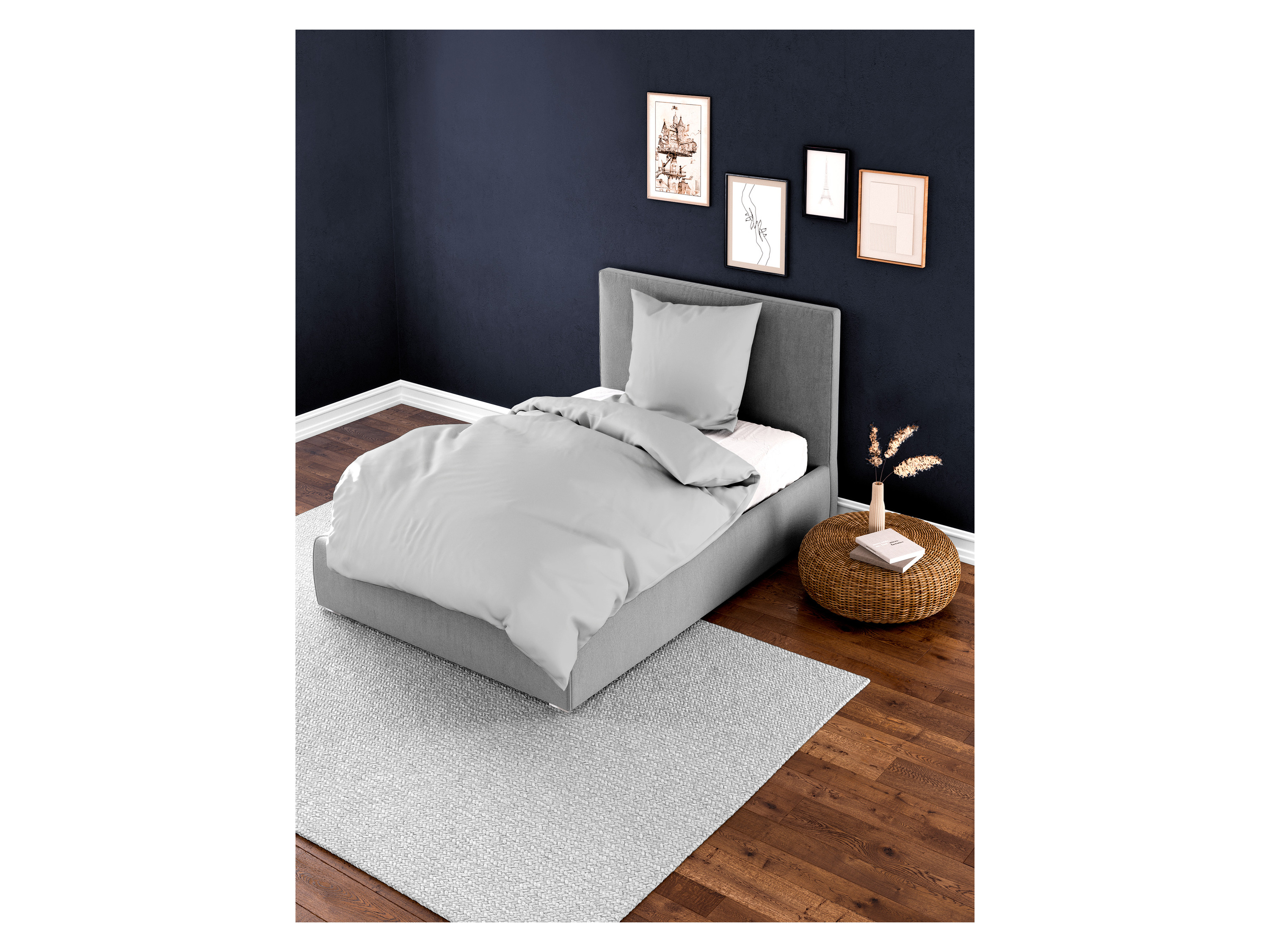 BIERBAUM Mako-Satin Bettwäsche Set 3899 (11 silber, 135 x 200/ 40 x 80 cm) – Bild 2 von 4