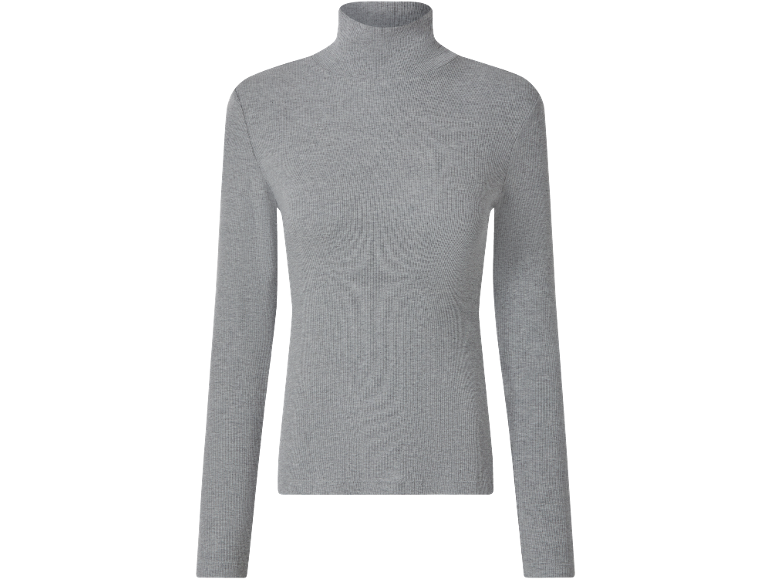 Graues geripptes Langarm-Rollkragentop