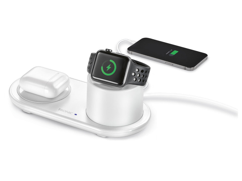 Gehe zu Vollbildansicht: TRONIC® Ladegerät 3 in 1, mit Apple Watch Halter und USB-A Port - Bild 11