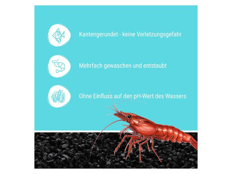 Aquariensubstrat mit Garnelen, abgerundeten Kanten, gewaschen und pH-neutral.