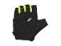 Schwarze Fahrradhandschuhe mit Gel, gelbe Details.