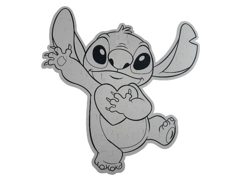 Ein graues Puzzle von Stitch von Disney, der ein Herz hält.