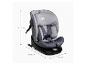 Grauer Kindersitz mit Maßen: Höhe 61-72 cm, Tiefe 59-75 cm, Breite 44 cm.