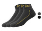 Drei Paar CAT Socken mit gelben Akzenten.