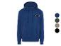 Ein blauer Hoodie mit kleinem Logo