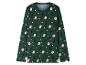 Grünes Langarmshirt mit Weihnachtsmann-, Tannenbaum- und Sternenmuster