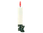 Weiße LED-Kerze mit roter Flamme und grünem Clip für den Weihnachtsbaum.