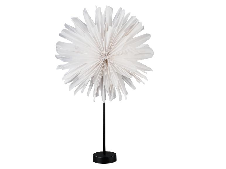 Weiße Papierblume auf schwarzem Ständer