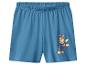 Blaue Kinder-Shorts mit Cartoon-Hundemotiv.