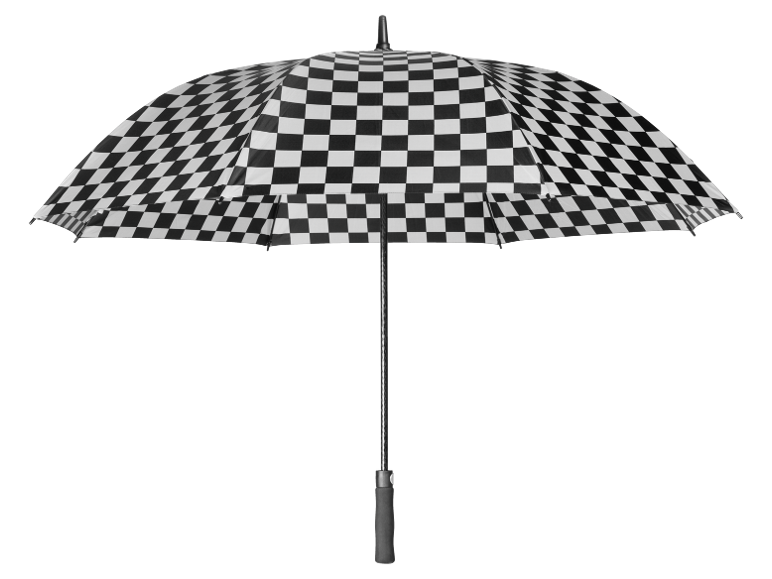 Schwarz-weiß karierter Regenschirm