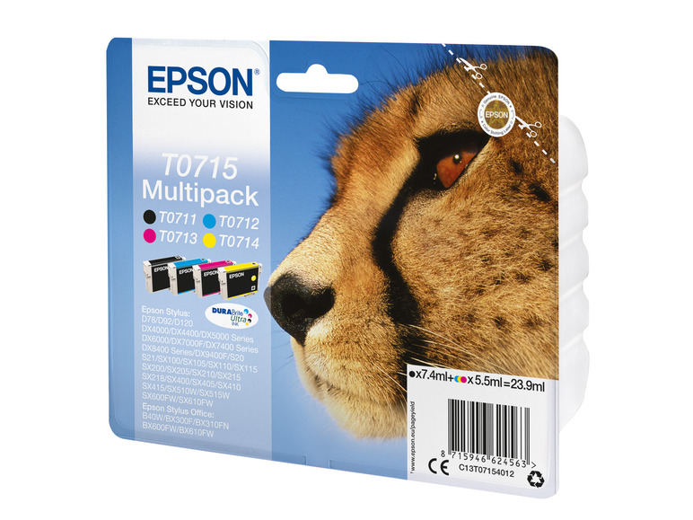 Gehe zu Vollbildansicht: EPSON »T0715« Gepard Multipack Tintenpatronen Schwarz/Cyan/Magenta/Gelb - Bild 2
