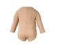 Gerippter Langarm-Babybody in Beige, Rückansicht.