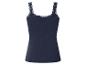 Dunkelblaues geripptes Camisole mit Spitzenbesatz