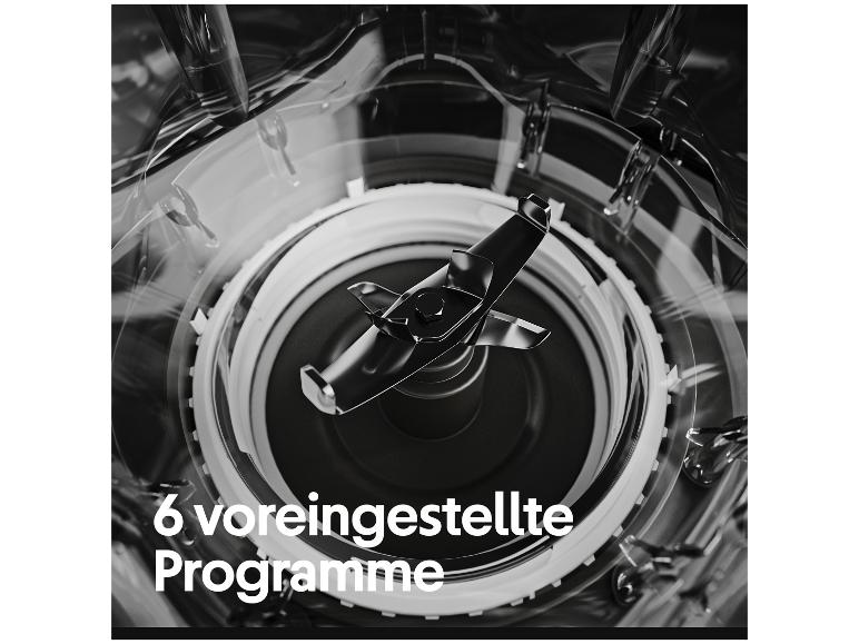 Mixerklingen aus der Nähe, mit dem Text „6 vorgeinstellte Programme“.