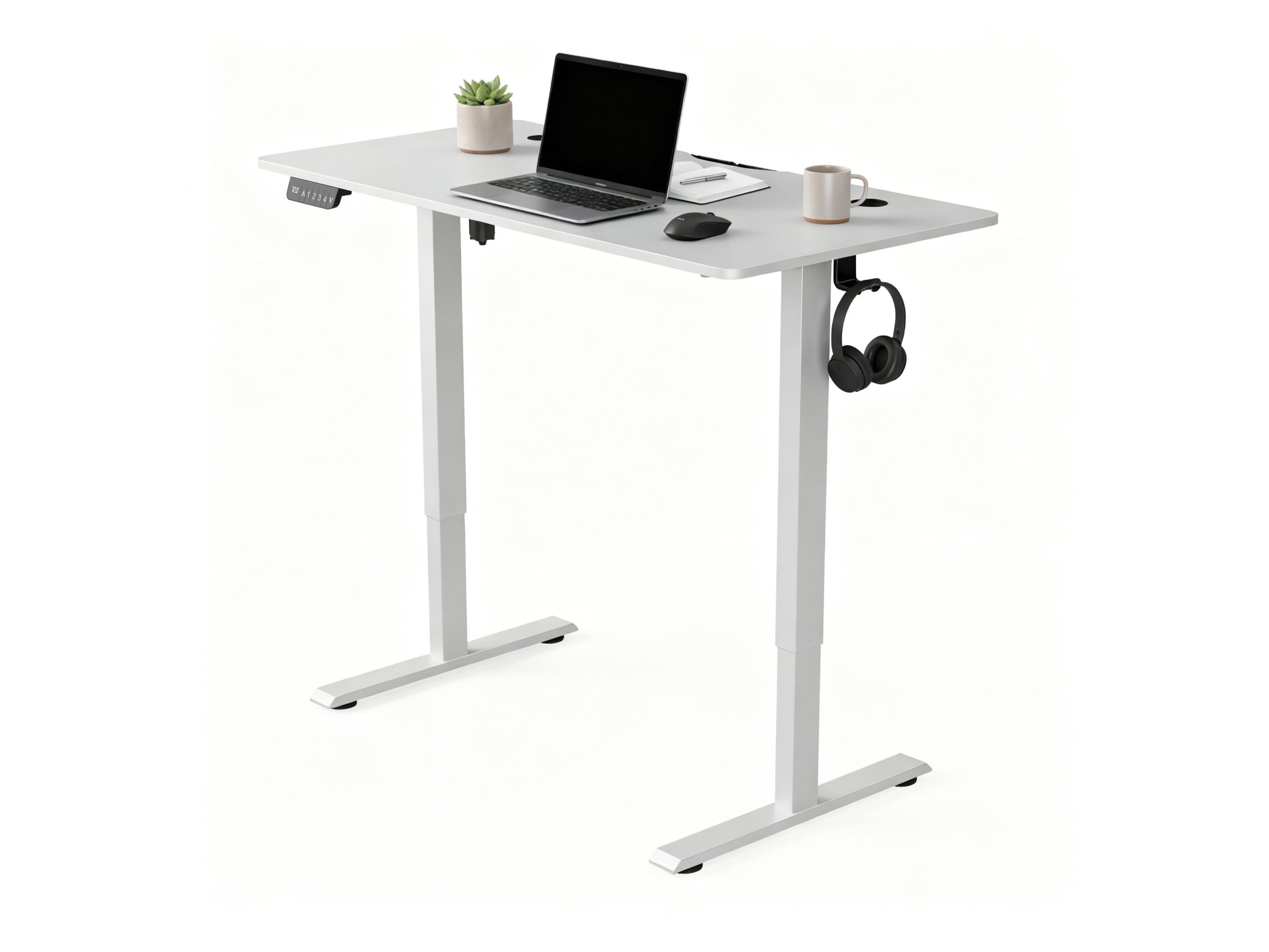 JUSKYS Schreibtisch Office Stand (140 x 60 cm, ohne Ablage, Weiß) – Bild 2 von 4