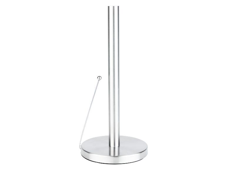 Ein Edelstahl-Küchenrollenhalter.