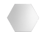Ein sechseckiger Spiegel mit den Maßen ca. 21 cm Breite und 18 cm Höhe.