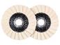 Zwei Filz-Polierscheiben, ideal zum Schleifen und Polieren verschiedener Oberflächen.